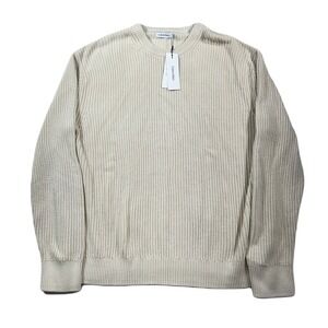 Calvin Klein Crewneck Sweater Mens 2XL White Desert Sand Chunky Pullover‎ $118